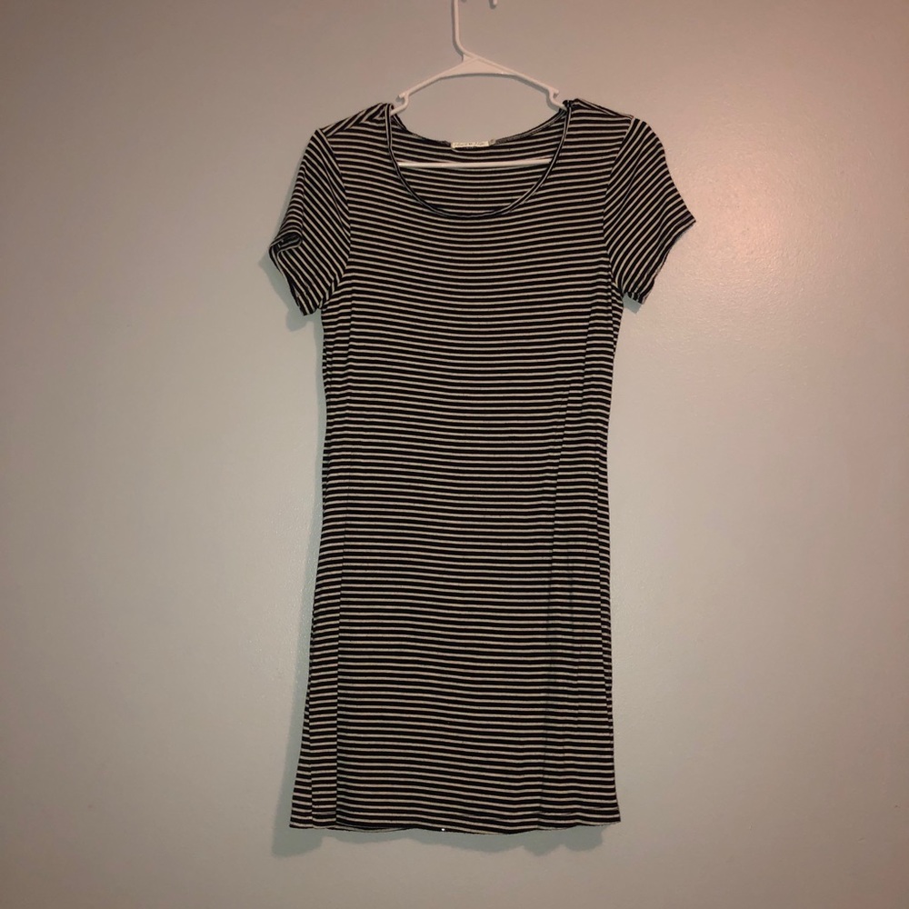 Black and white striped dress